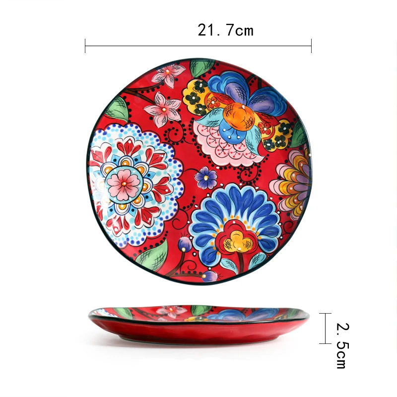 Креативная керамическая тарелка, украшение для дома, необычная глазурь, цветная тарелка для стейка, Салатница, западное блюдо, европейская посуда - Цвет: Зеленый