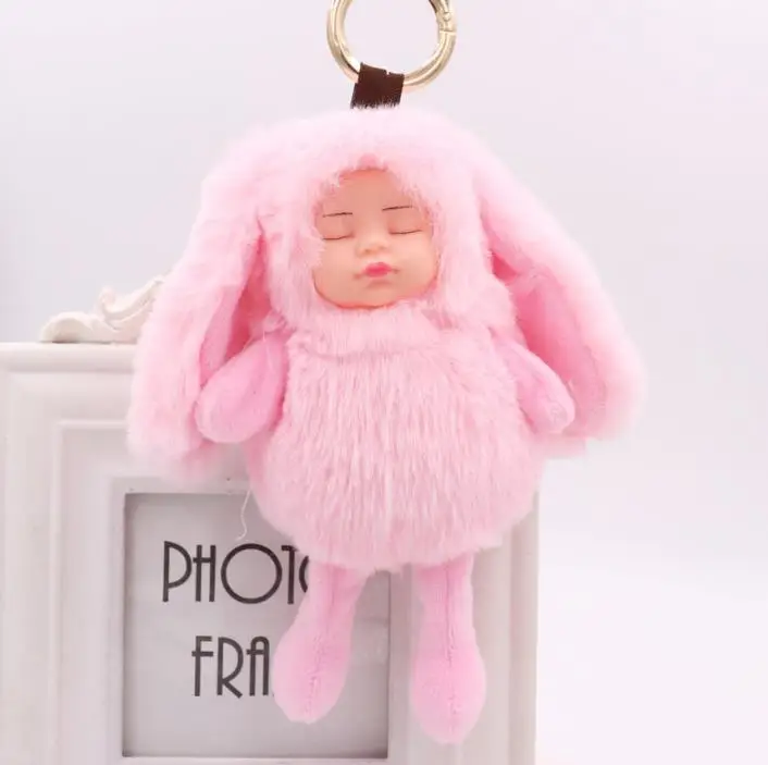 Большой размер Спящая Детская кукла брелок с кроличьими ушками плюшевые украшения для свадьбы брелок-игрушка украшение автомобиля - Цвет: 1
