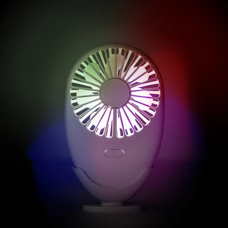 

3 Modes LED Light Mini Fan USB Portable Handhold Fan Rechargeable Built-In Battery Fan Cool-wind Maker with Base Smart Home