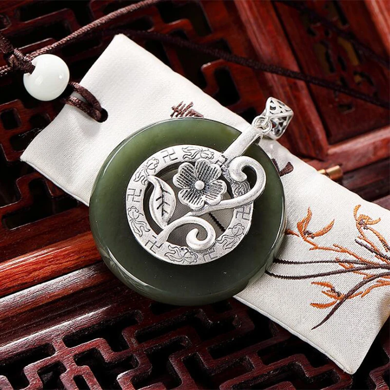Inlaid natural stones Jasper Flower chakra Pendant Real 925 Sterling Silver Women Necklace pendants 925 Jewelry P012