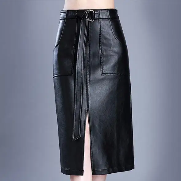 

S-5XL! PU Faux Leather Pencil SKIRT Women