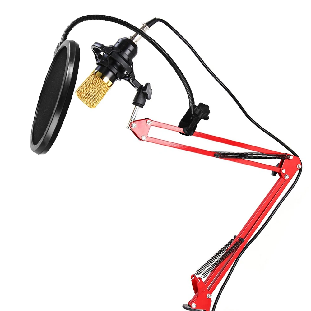  New USB Condenser Sound Recording Microphone with Adjustable Metal Scissor Arm  Stand Holder Mic Wind Screen Pop Filter 