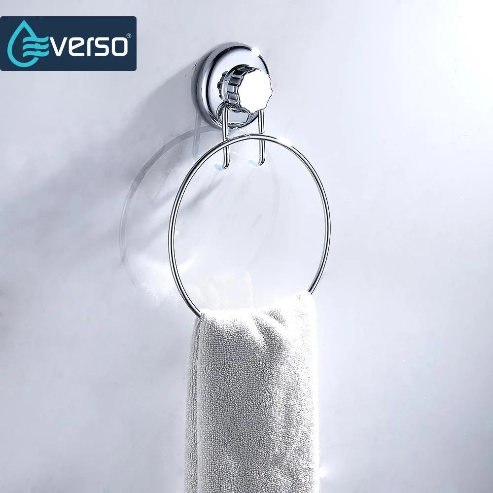Everso Stainless Steel Towel Ring Towel Holder Suction Cup Towel Rack Bathroom Kitchen