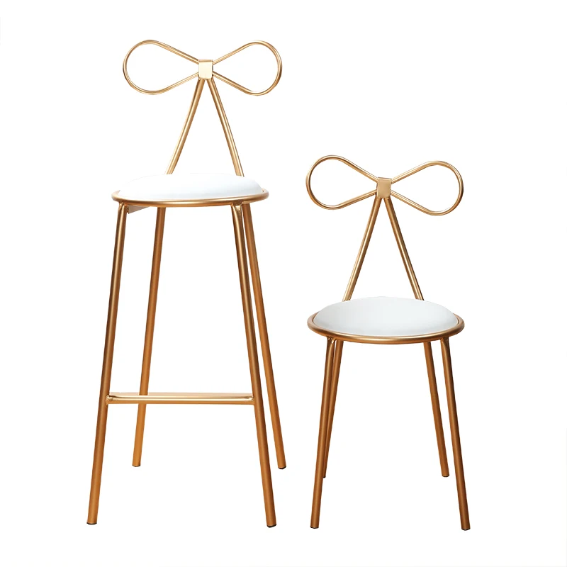 Nordic wrought iron bar stool creative modern bow high chair dining chair golden chair home simple casual high stool Nordic wrought iron bar stool creative modern bow high chair dining chair golden chair home simple casual high stool
