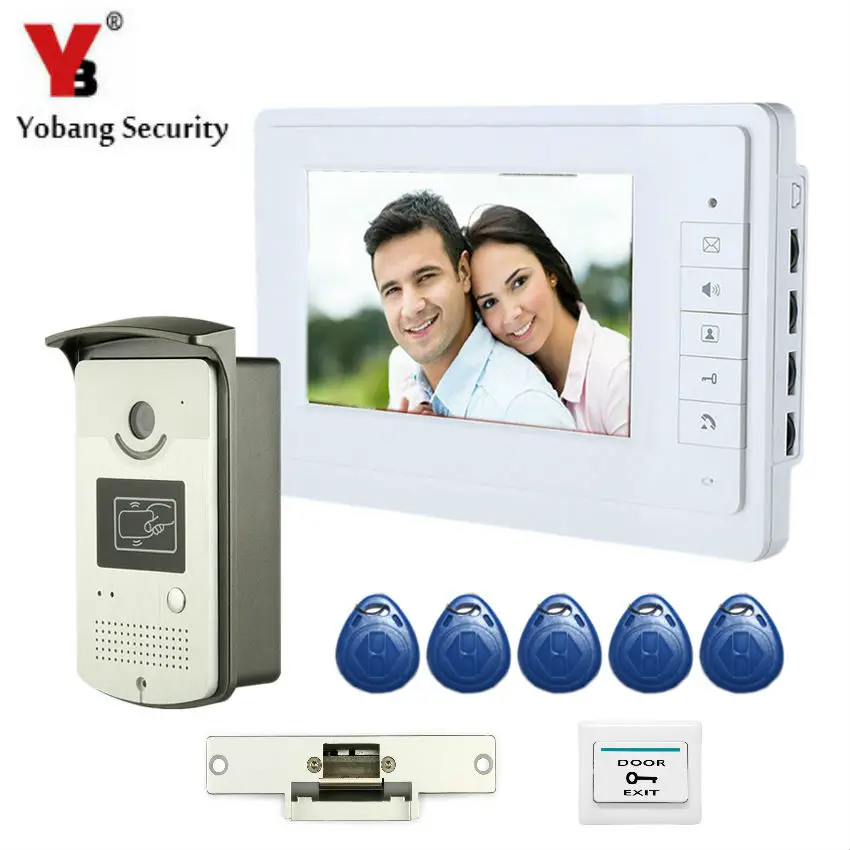 

YobangSecurity Wired 7" Inch LCD Video Door Bell Phone Intercom RFID Card Access Control Home Gate Entry System With Door Lock