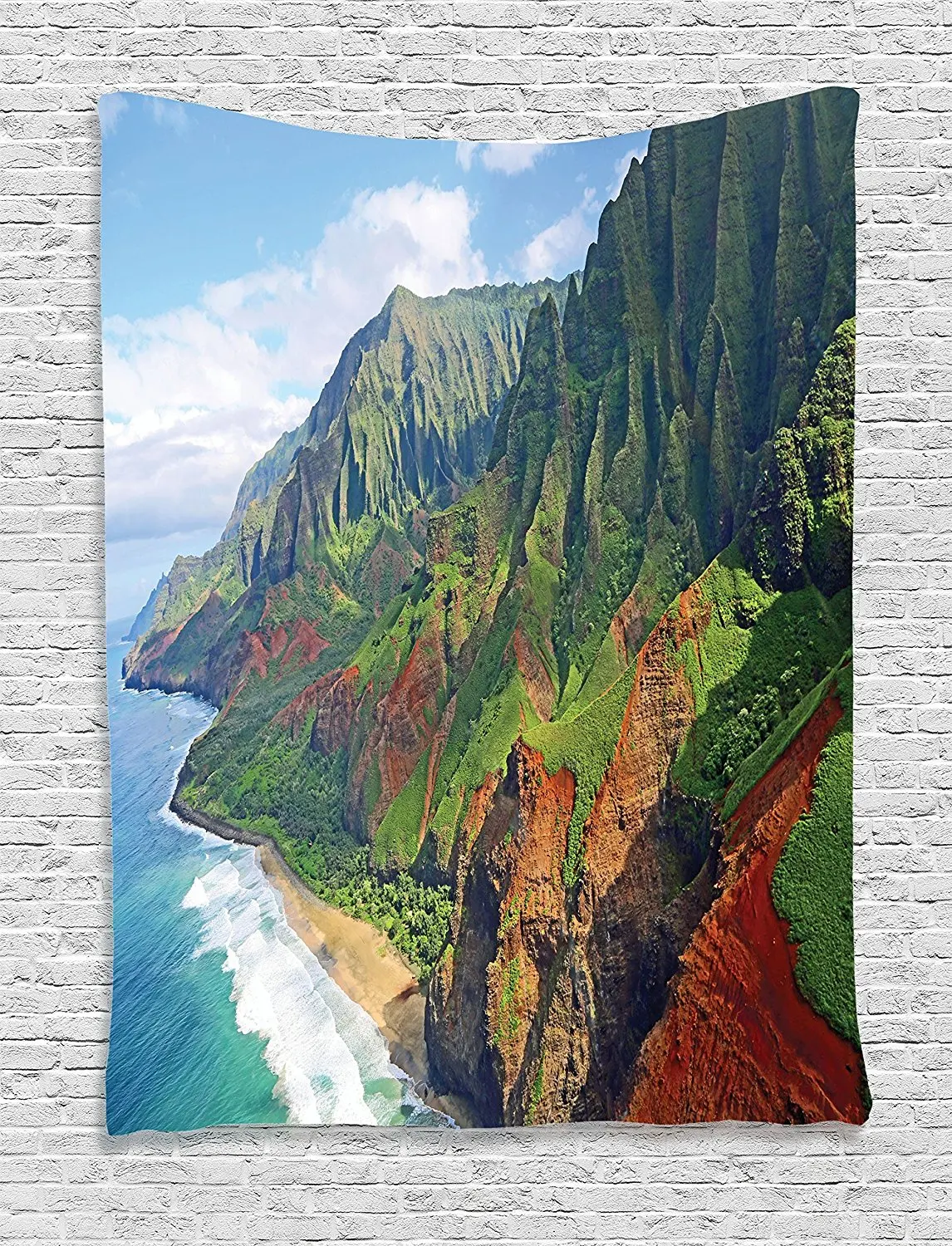 Landscape Tapestry Hawaiian Na Pali Coast Kauai Seashore Greenery Adventurous Journey Landscape 