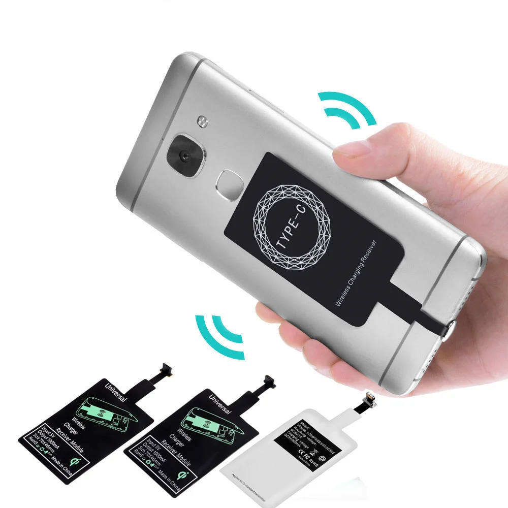 

Hot Wireless Charger Receiver Charging Adapter Receiver Pad Coil For iPhone Lightning Dock Andriod Micro USB Type C