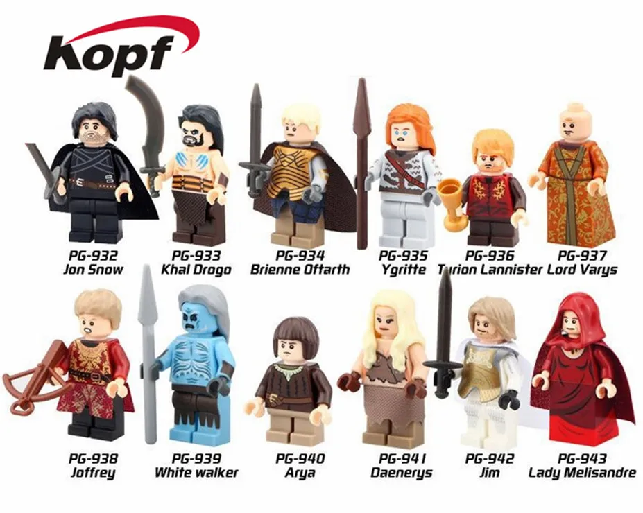 

Super Heroes Game of Thrones Jon Snow Lord Varys Khai Drogo Ygritte Arya Bricks Building Blocks Best Children Gift Toys PG8029