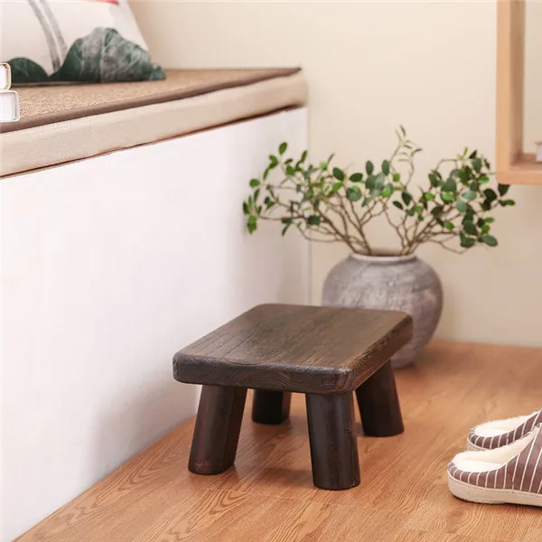 Прямоугольный японский антикварный деревянный табурет из древесины пауловнии, Китайская традиционная мебель для гостиной, портативный маленький деревянный низкий табурет