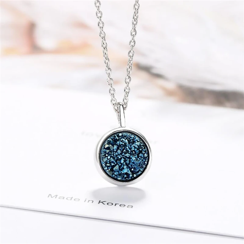 Серебряное ожерелье с подвеской в виде звездного неба с синими кристаллами и памятью, 925 пробы, SNE409