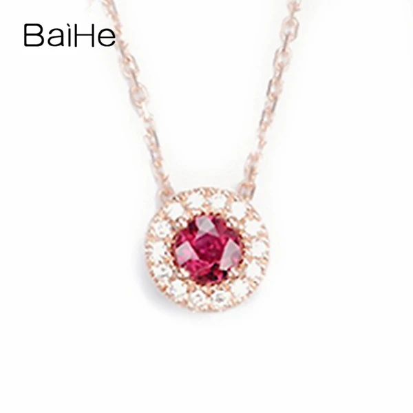 BAIHE Solid 18 K желтое золото 0.30ct Сертифицированный безупречный натуральный рубин помолвка женские модные ювелирные изделия ожерелья