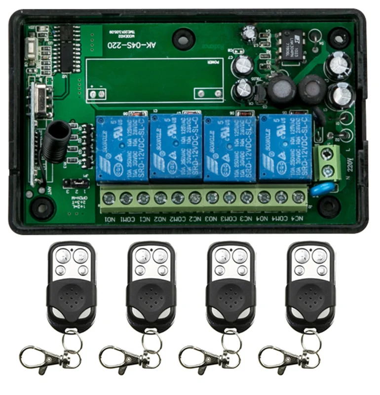 

AC85v~250V 110V 220V 230V 4CH RF Wireless Remote Control Relay Switch System With Transmitter Garage Doors Electric Doors