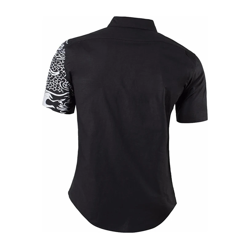 Sportrendy мужские рубашки платье Повседневная мода короткий рукав лето Slim Fit Дракон стильный таттон печати JZS056