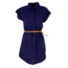 2017 Fashion Women's Short Sleeve Stretch Chiffon Casual OL Belt Mini Dress blusas mujer Vestidos