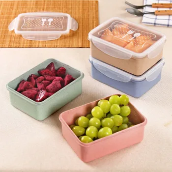 

Creative Plastic Wheat Refrigerator Food Preservation Box Multifunctional Fruit Vegetable Sealed Rectangular Student Lunch Boxes