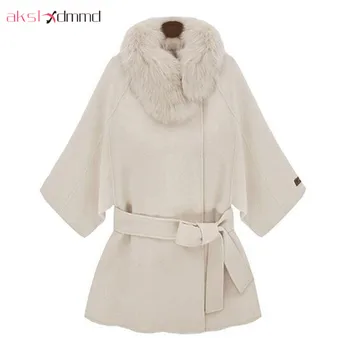 

AKSLXDMMD Europe Style Women Wool Coat 2019 New Autumn Winter Fashion Waist-tie Woolen Coat Female Casaco Abrigos Mujer LH1176