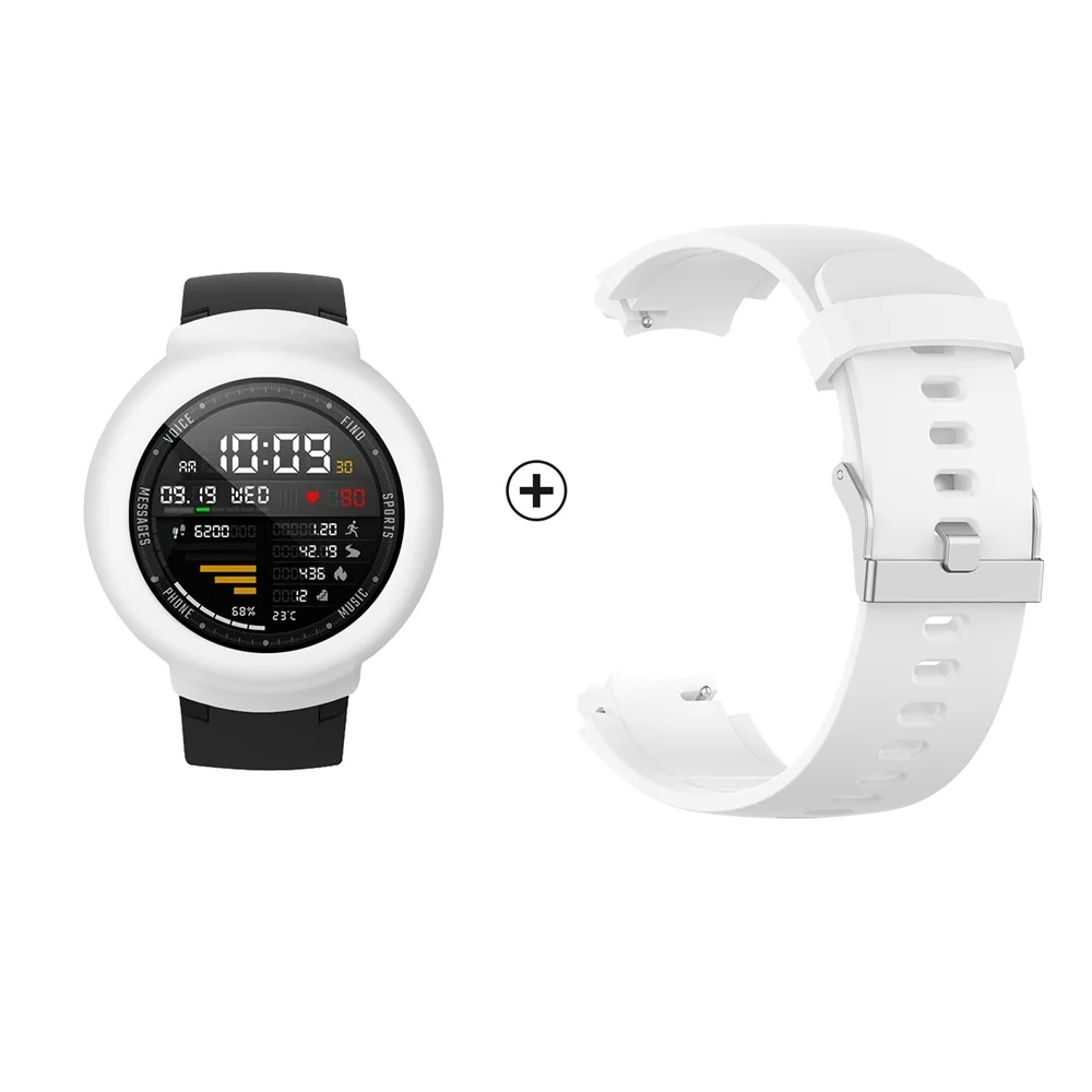 AKBNSTED 2 в 1 для Xiaomi Huami Amazfit Verge Смарт-часы защитный чехол+ силиконовый ремешок Сменные аксессуары - Цвет: Package White