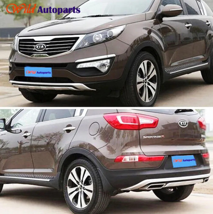 2pcs ABS Silver Front + Rear Bumper Protector Guar...