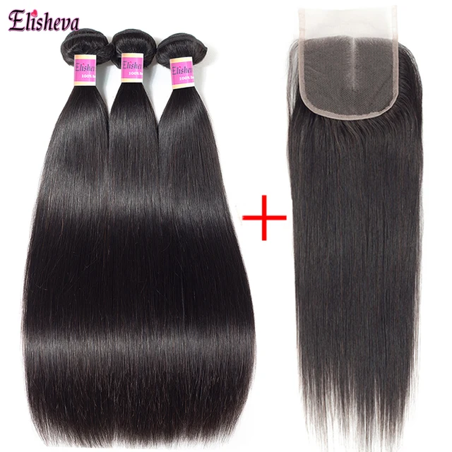 Straight Hair Bundles With Closure Peruvian Hair Bundles With