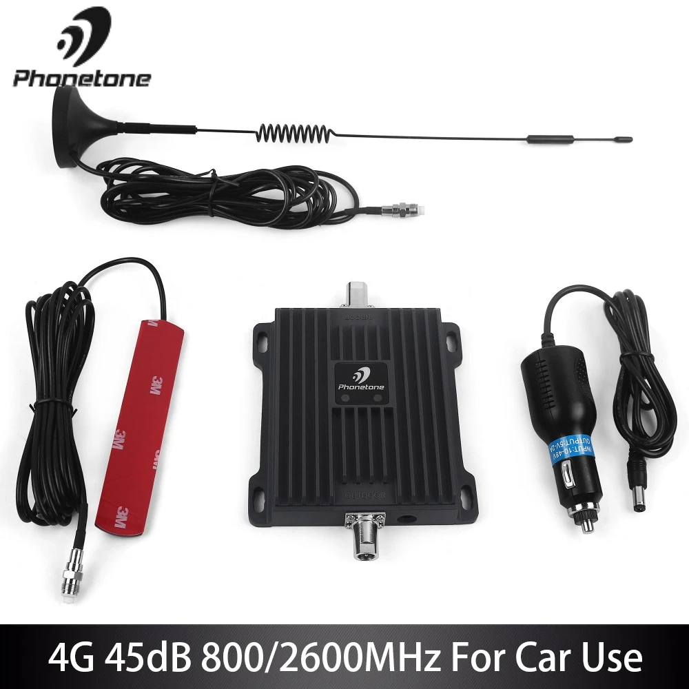 

Cellular Signal Booster 4G LTE Amplifier 800/2600MHz Gain 45dB Communication Mobile Network Booster Repeater for Car Truck Boat