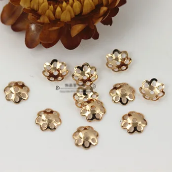 

K color Gold color copper flower beads cap small torus 6mm 50pcs DIY jewelry accessories
