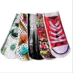1 пара Для женщин девочек 3D печатные носки забавные мороженое продукты и обувь узор Harajuku милые Книги по искусству носки женские носки