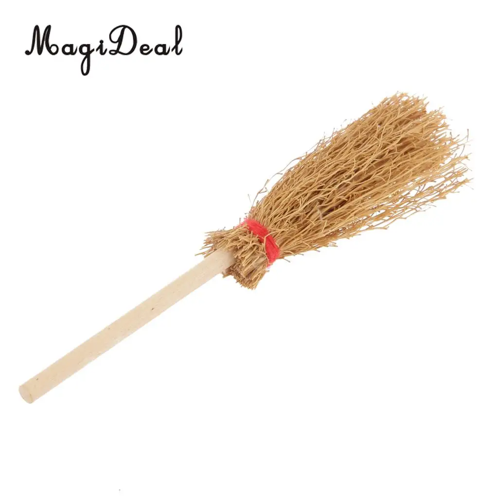 MagiDeal 1Pc 1/12 Dollhouse Furniture Miniature Wood Broom for Dolls House Kitchen Yard Garden Acc Kids Play Cleaning Tool Toy