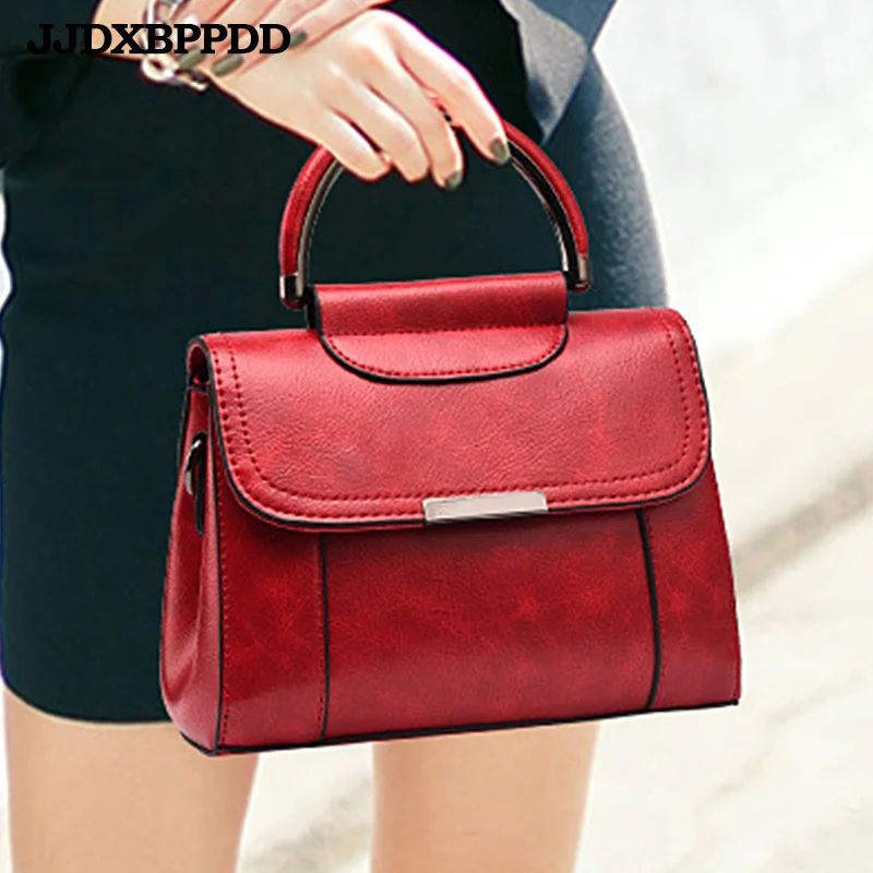 

JJDXBPPDD Women Leather Handbags PU Shoulder Bag Small Flap Crossbody Bags for Girls Messenger Bags Solid Cover Red Black