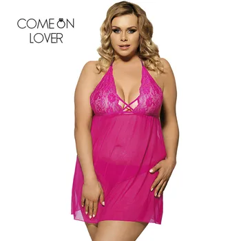 

Comeonlover Sexi Lingerie Porno Babydoll Dress Intimo Donna Sexy Hot Backless Lace Floral Halter Plus Size Sexy Lingerie RI80063