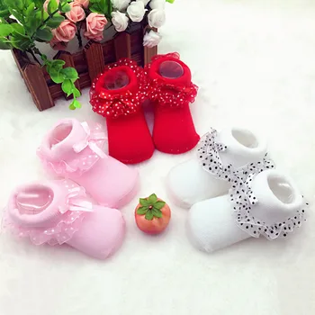 

1 Pair Infant Girls Cotton Lace Ankle Socks Soft Fabric Breathable Comfortable Princess Socks for 0-12Months Baby Girls