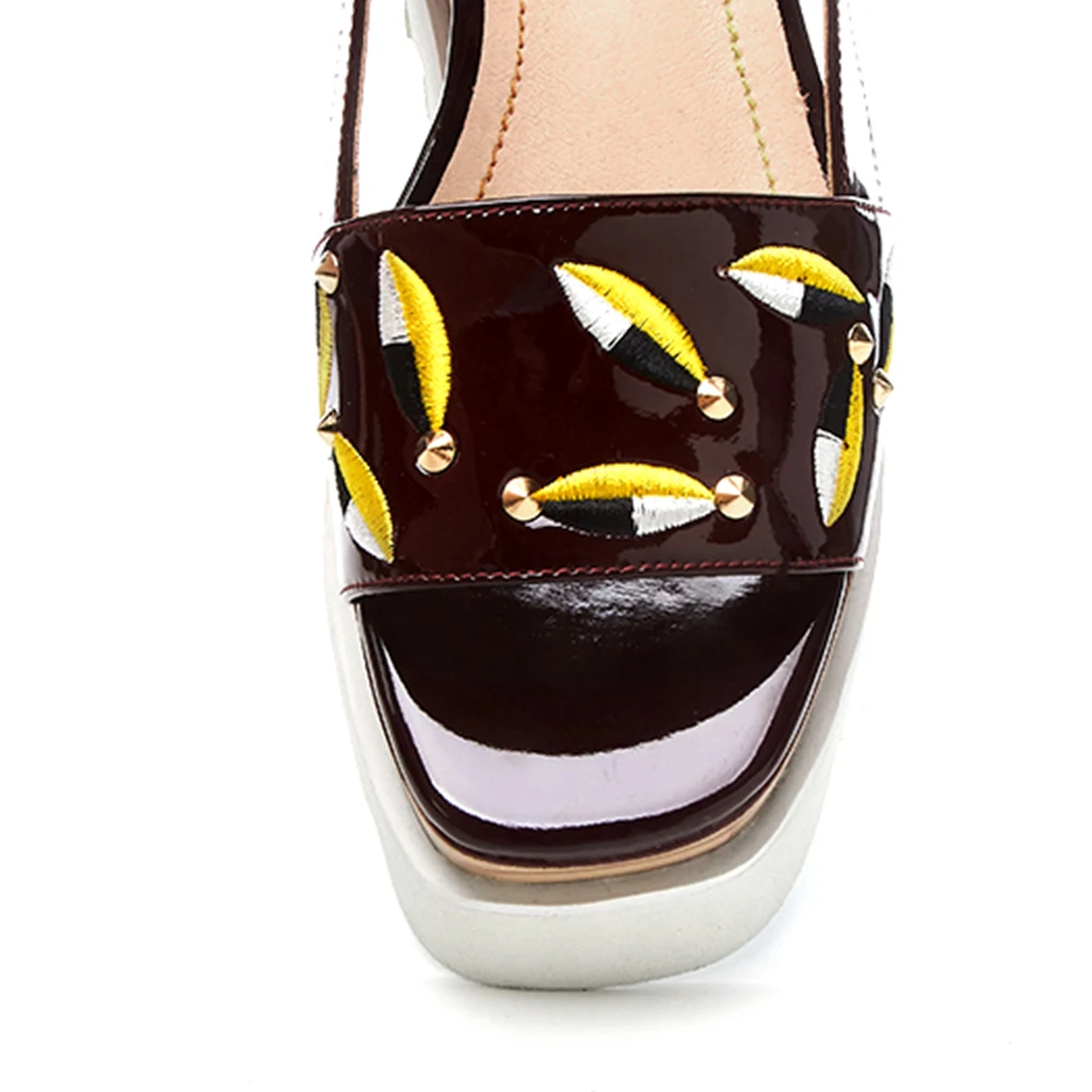 DoraTasia/ г. летние модные качественные лакированные сандалии из телячьей кожи, женская обувь на танкетке с вышивкой, большие размеры 33-41