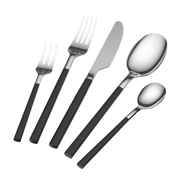 5PCS Cutlery Flatware Set Dinner Knives Fork Spoon Set Stainless ... 5PCS Cutlery Flatware Set Dinner Knives Fork Spoon Set Stainless ...