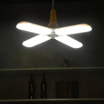 

E27 60W 304 LED Garage Lamp 95V-265V Folding Four-Leaf Deformation Lamp Garage Lighting 3500LM For Home Warehouse Workshop