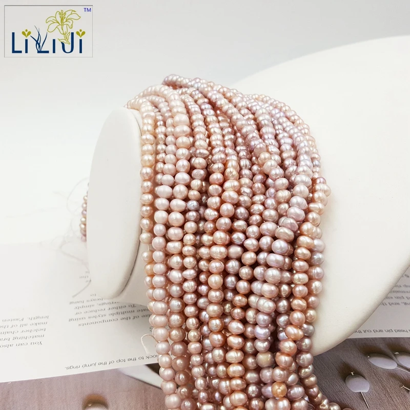 

Lii Ji Natural 3 Color can choose Freshwater Pearl Beads 5-6mm Nearround shape for DIY Bracelet Necklace about 35-36cm