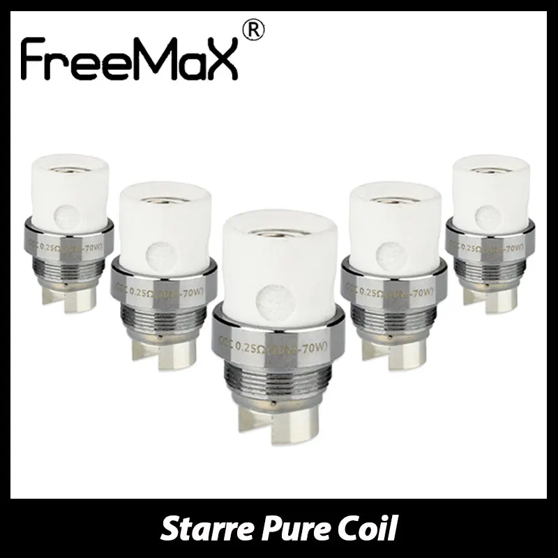 5 шт. freemax Керамика крышка катушки 0.25ohm (20 Вт-70 Вт) /0.5ohm (20 Вт-50 Вт) для starre Pure Tank 5 шт./упак. электронная катушки