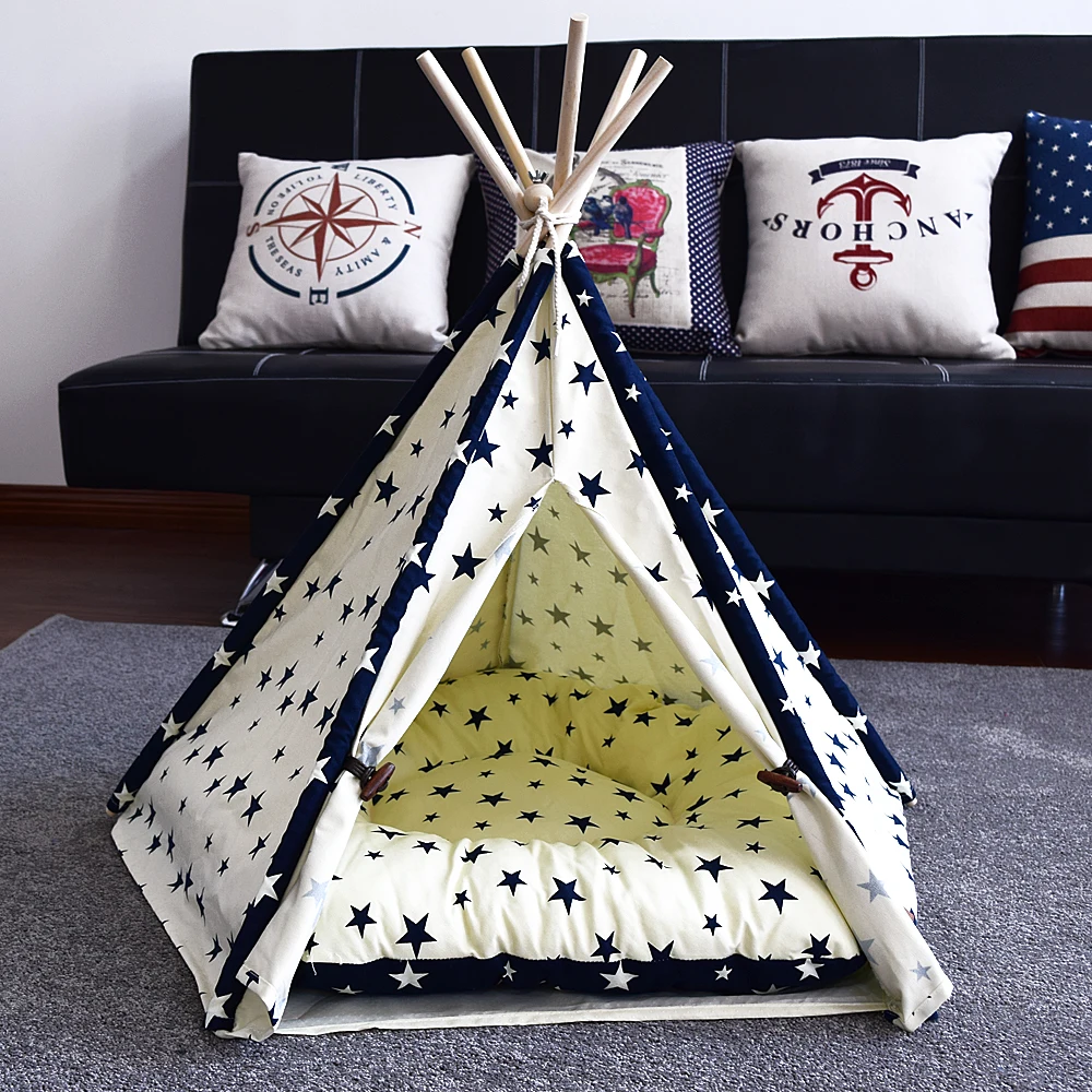 Little Star Dog Tent Cute Dog Beds For Small Dogs Cat Puppy Bed Portable Washable Teepee Pet Tent Size S 24*20 inches