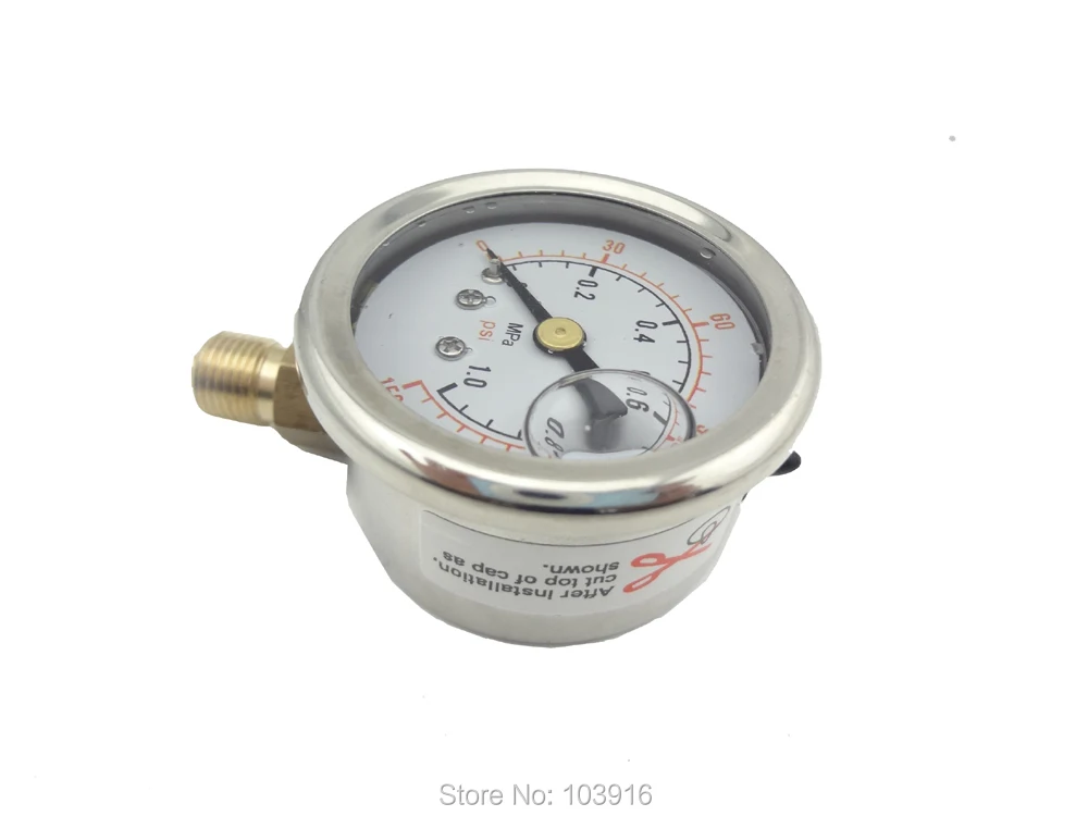 

1 pcs BSP 1/8" Radial connection Pressure gauge 140 PSI 10 Bar brass bar