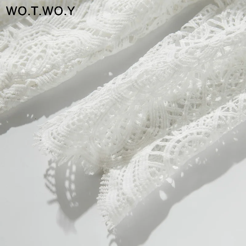WOTWOY 2019 белые платья с вышивкой женские летние мини круглым вырезом и открытой