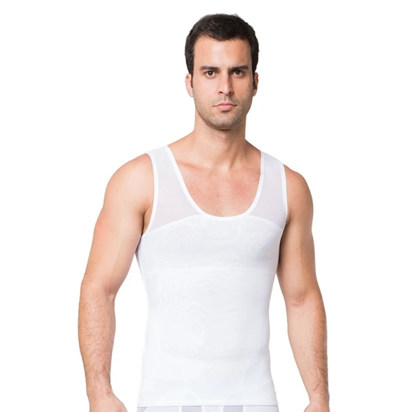 Для мужчин тела формочек mesh Корректирующее белье Пластика управления shaper жилет для похудения боди костюм-сауна Дышащий Формочек - Цвет: White