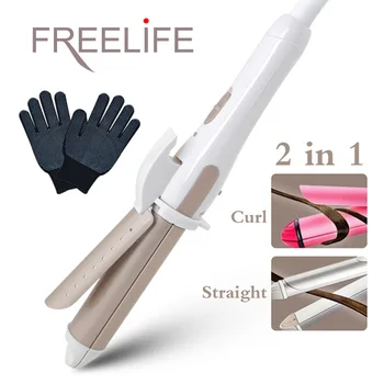 

Mini PRO 2 in 1 Hair Beauty Style Hair Straightener Iron Curler Titanium Straightening Corrugated Curling Styling Tool 100V-240V
