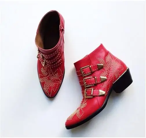 Brand Susanna Studded Women Boots 2016 New Cool Fashion Ladies Boots Women Spring Autumn Ankle Leather Shoes
