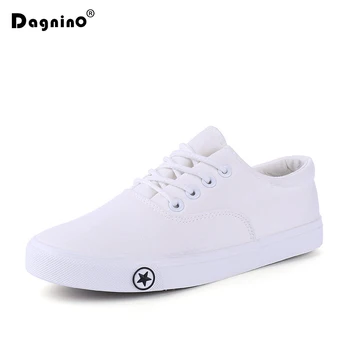 

DAGNINO New 2018 Woman Casual Sneakers Flats White Black Women's Canvas Shoes Lace-Up Solid Color Spring Fashion Drive Shoes