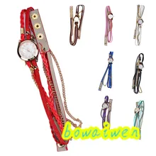 Bowaiwen #0075 Mujer relojes Correa de Cuero Trenzado de cuerda Del Remache Pulsera Relojes de Pulsera de señora girl regalo al por mayor