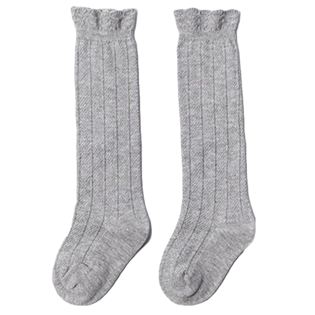 Хлопковые детские носки принцессы для девочек детские гольфы детские гетры, носки для новорожденных девочек длинные носки для малышей милые детские носки - Цвет: heather grey