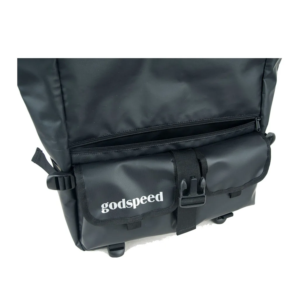 Godspeed, водонепроницаемая дорожная сумка-мессенджер, черный топ, сумка на плечо для планшета, с задней лямкой, чтобы повесить на велосипедную сумку