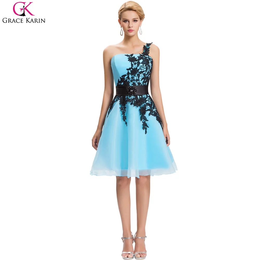 blue and black cocktail dress