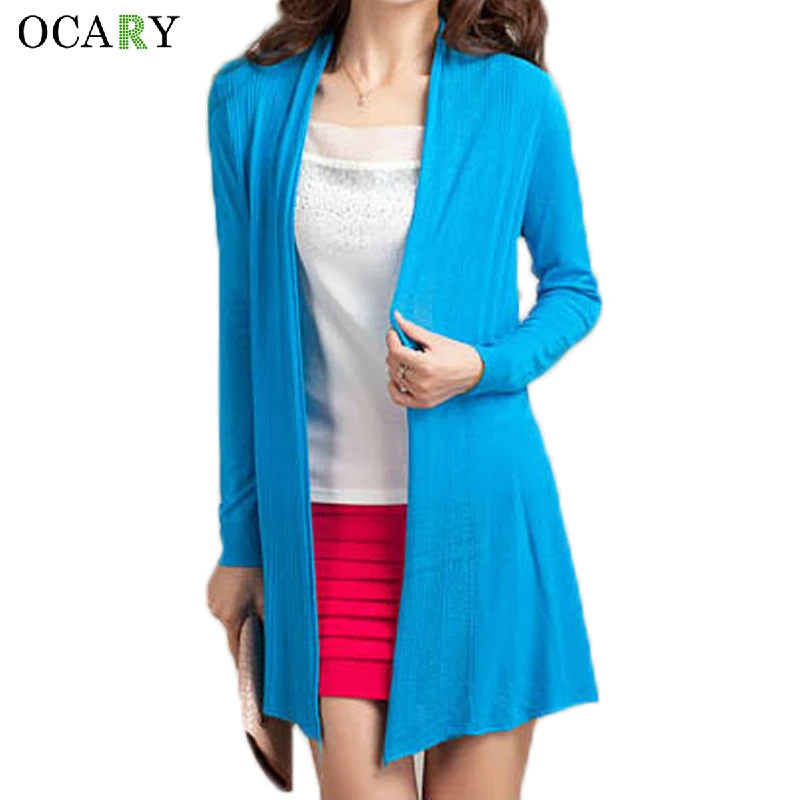 Knitted Long Cardigans Spring Summer Thin Cardigan Fashion Beach Top Femme Crochet Women Sweaters Gilet Manche Longue |