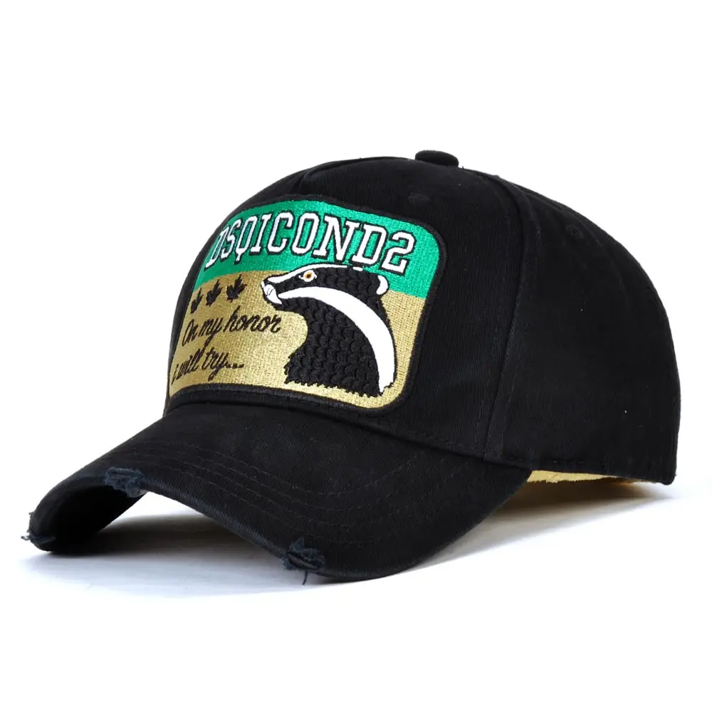 

DSQICOND2 Cotton Baseball Caps Letters High Quality Cap Men WomenCustomer Design Animal embroidery Hat Black Cap Dad Hats