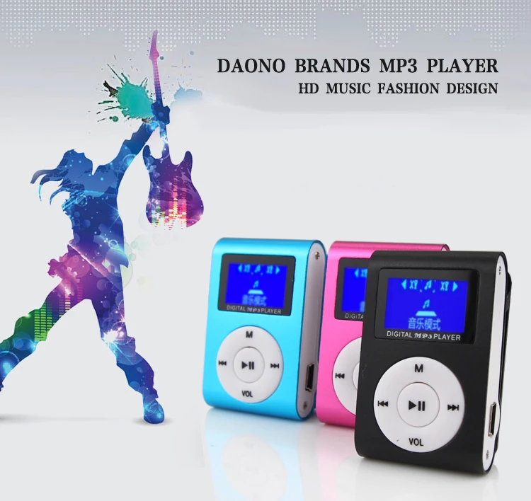 DAONO автомобильный мини USB Клип ЖК-экран MP3 музыкальный плеер Поддержка MP3-плеер USB спортивный металлический музыкальный плеер