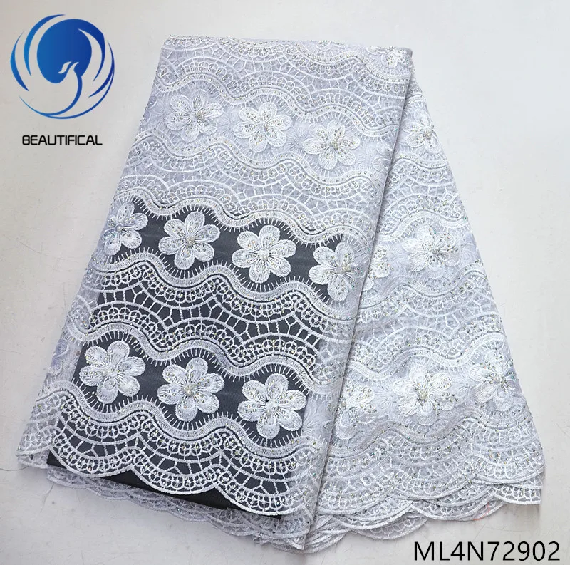 

Beautifical lace fabrics french tulle laces fabrics high quality laces dress Embroidered lace dress for women 5yards/lot ML4N729